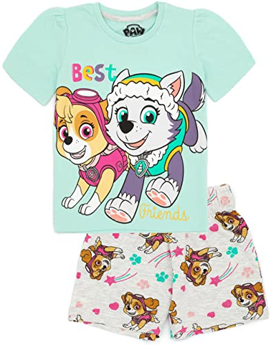 Paw Patrol Pyjamas For Girls | Kids Blue Skye Everest PJs Short Sleeve T-Shirt With Shorts | Children Helicopter Rescue Nightwear