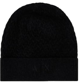 Armani Exchange Damen Knit Beanie-Mütze, Schwarz, Einheitsgröße