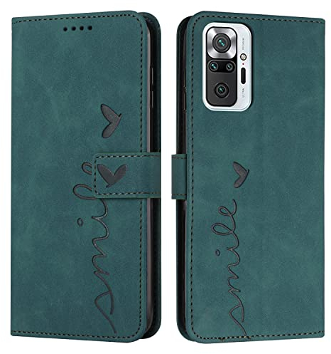 VEEMOS Klapphülle für Xiaomi Redmi Note 10 Pro Hülle Klappbar Handyhülle mit Kartenfach Ständer Schutzhülle Handy Tasche Leder Flip Book Case Cover Handytasche - Türkis