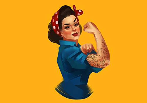 wandmotiv24 Fototapete Retro Pin Up Girl Illustration, 400 x 280 cm - selbstklebende Vliestapete 150g, Wanddeko, Wandbild, Wandtapete, 50er Jahre Tattoo Frau Art M6510