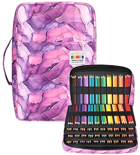 JAKAGO Federmäppchen Große Kapazität für 300 Stifte Aufbewahrung Buntstifte,Wasserdicht Pencil Case Schreibwaren Organizer für Malstifte Künstler Pinsel Fineliner Textmarker（M-Purple）