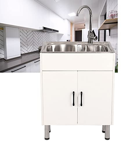 Küchenschrank 2 Türen komplett mit Spülbecken Edelstahl Spültisch 1 Becken Küchenspüle mit Unterschrank Waschbecken Küche Spüle mit Armatur Spülbecken Spülenschrank Spülschrank für Außen Innen ( Color