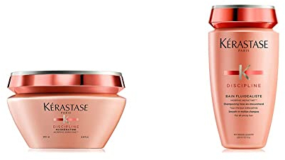 Kérastase | Haarmaske für widerspenstiges und strapaziertes Haar, Glättend mit Anti-Frizz Effekt & Kérastase Entwirrendes und pflegendes Shampoo für jedes Haar