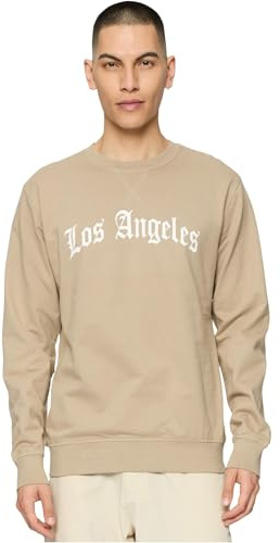Mister Tee Herren Sweatshirt Los Angeles Wording Crewneck darksand M