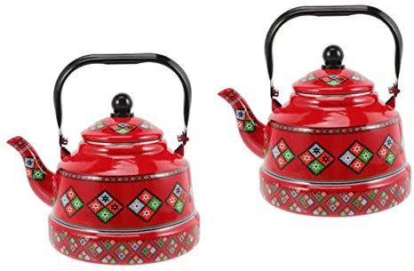 2 Stück Vintage-Espressomaschine, Japandi-Dekor, isolierte Teekanne, Porzellan-Teekessel, Pocking-Teekessel, kochende Teekanne, antike Uhr, Pfeife, Kaffeekanne, China-Teekanne, Tee-Servierkanne (Colo