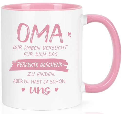 Joymaking Geburtstag Geschenk für Oma, Kaffeetasse Beste Oma Geschenke zum Geburtstag Weihnachten Vatertag, 14oz Kaffeetasse - OMa Wir haben versucht für dich das Perfekte Geschenk zu finden, Rosa