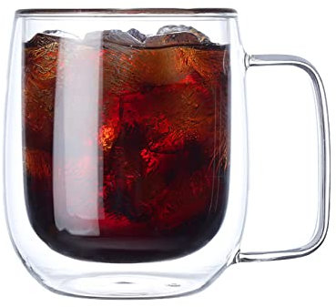 YLSZHY Tasses à Café en Verre de 300 ML, Tasses à Café Transparentes à Double Paroi avec Poignées, Tasses en Verre Borosilicate Allant au Micro-Ondes pour Sachets de Thé, Eau de Boisson(#1)
