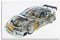 NIZIEE Vintage Rennwagen-Poster für Opel Calibra, Anatomie-Diagra, dekoratives Gemälde, Leinwand-Poster, 40 x 60 cm