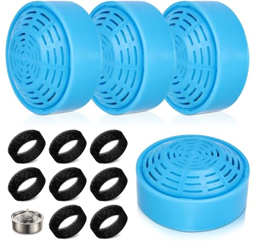 Sporgo 12 Stück Katzenbrunnen Filter: Ersatzfilter für 2L Katzenbrunnen, 8 Stück Schaum Filter und 4 Stück Kohlefilter, Edelstahl Katzenbrunnen Filter Rund Ersatzpumpe für Katzenbrunnen