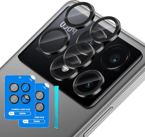 Locofun Protector de Lente de Cámara para Xiaomi Poco X6 Pro 5G, 2 Piezas Cámara Película Protectora, 9H Protector Lente Cámara Vidrio Templado,Anti-Arañazos Cristal Templado-Negro