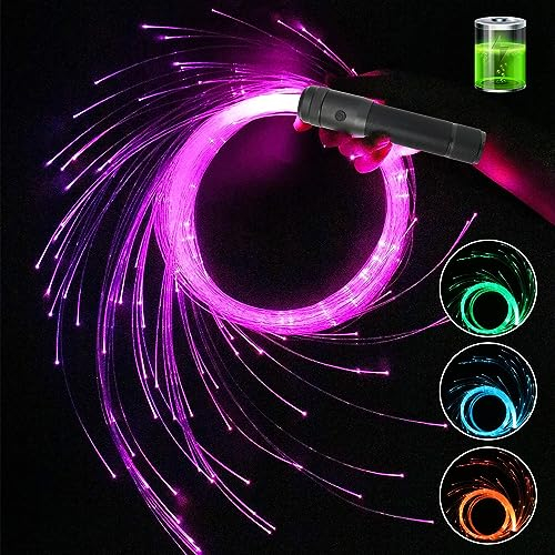 Callsky LED fibre optique whip, rotation à 360 ° 36 modes effet whip rave jouet parfait pour les fêtes de carnaval et spectacles de lumière, parfait pour whip Stream show Event Festival Club (noir)