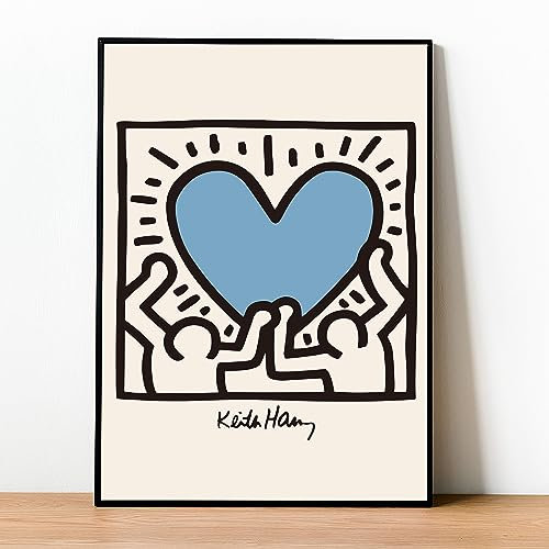 Mislojade Kreative Skateboard-Kunstdrucke, berühmte Gemälde, ästhetische Poster für Schlafzimmer, Galerie, Wandkunst, Vintage-blaues Herz, Leinwand-Kunstwerke für Wohnzimmer, 40,6 x 61 cm, ungerahmt