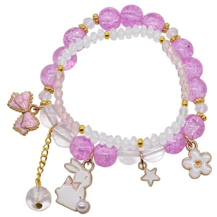 2 Sets Anime Kristallperlen Armband, Bettelarmband, Verstellbares Armband, Stretch Elastic Crystal Bracelet, Freundschaftsarmband Kinderschmuck Für Mädchen Geschenk, Geburtstagsgeschenke Geschenk