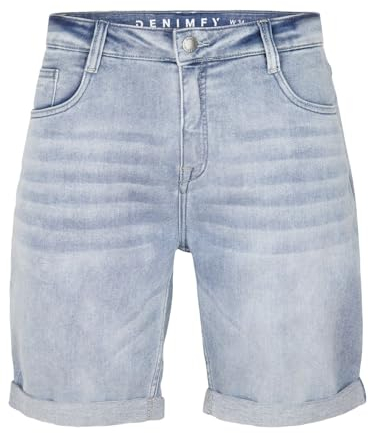 DENIMFY Jeans Shorts Herren Stretch Kurz Regular Fit DFAri Kurze Hosen Sommer Denim Einfarbig, Größe:34, Farben:Light Blue Denim (L114)