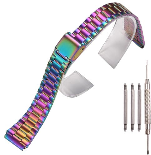 Cinturino di ricambio in acciaio inossidabile da 18 mm, compatibile con Casio F-108WH AE1200WH A168WA A158WA LA670WGA A700W, accessori per orologi da donna e da uomo (Clolour3)