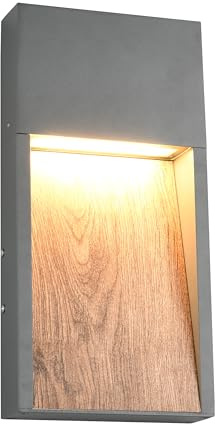 Trio Leuchten LED Außen Wandleuchte Salmon 246960135, Aluminium Druckguss Anthrazit/Holznachbildung, inkl. 11 Watt LED
