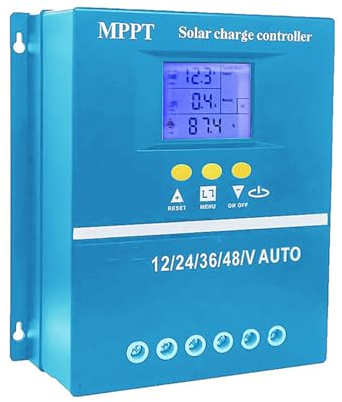 Regulateur panneau solaire MPPT 100A 12V 24V 36V 48V, controleur de charge solaire MPPT avec écran LCD, contrôleur intelligent de batterie max 100V entrée double USB pour plomb-acide/lithium (100 A)