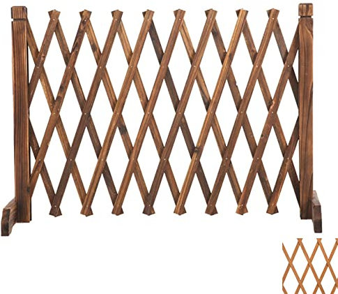 Gartenzäune - Ausziehbarer Tierzaun, freistehender dekorativer Spalierzaun aus weißem Holz, Pflanzenschutz für den Außenbereich, Sichtschutzzaun, dekorative einziehbare Trennwand (180 x 100