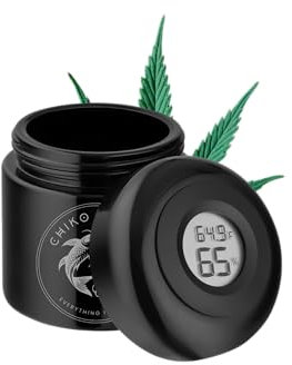 Chiko Chako® Premium UV Schutz luftdichtes Aufbewahrungsglas mit Hygrometer im Deckel | Stash Jar | Gläser zum fermentieren für Kaffee | Tee | Gewürzbehälter | 6g Fassungsvermögen | 100 ml