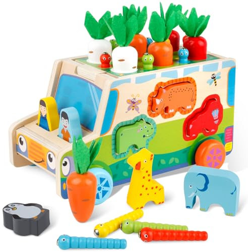 twoonto Holzspielzeug Montessori, Form Sortierspielzeug, Holz Sensorisches Spielzeug, Stapelspielzeug Pädagogisches Lernspielzeug, Geburtstagsgeschenk für 3 4 5Jahre Jungen Mädchen