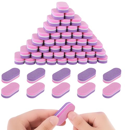 50 Mini Pulidores de Uñas de Grano 100/180, Limas de Esponja de Doble Cara, Bloques de Pulido a Granel, Juego de Manicura Profesional para Uñas Acrílicas y Naturales