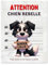 Plaque humour attention au chien - panneau border collie monte la garde - chien rebelle - pancarte border collie humour, modèle2