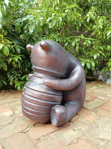 Inspirational Gifting 15cm tall Winnie-the-Pooh Ornament Sculpture for your home or garden in antique bronze hand finish