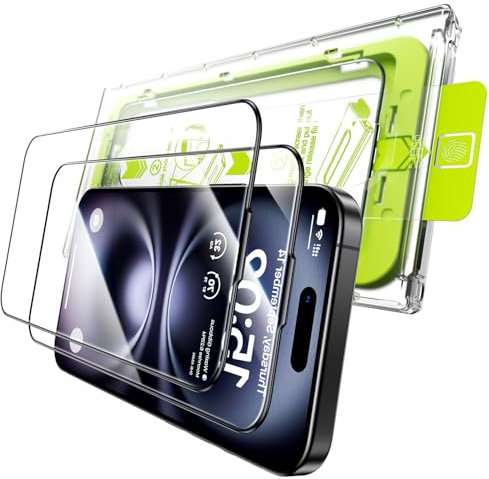 WSKEN for iPhone 16 /iPhone 15 Screen Protector - [Auto Dust-Remove][Zero Bubble] Tempered Glass Film Full Coverage HD Military Grade 10X Shatterproof,Anti Fingerprint,Anti Scratch,Case-Friendly