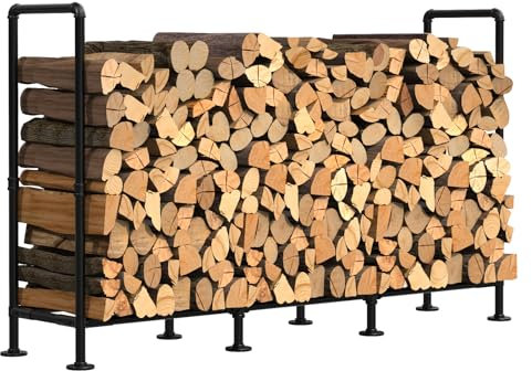 LIANTRAL Kaminholzregal für den Außenbereich, 1,2 m, robuster Holzständer für den Innen- und Außenbereich, Kamin, Holzaufbewahrung, Kaminholzhalter, Metall, Holzstapel, Aufbewahrung, Organizer,