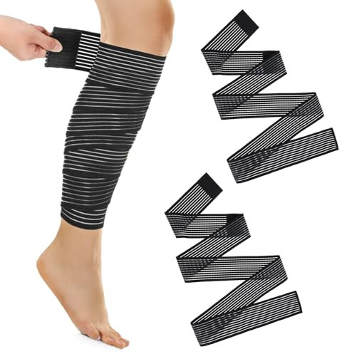 YUXIANLB Lot De 2 Bandages De Compression Élastiques Pour Mollet Manchons De Compression Pour Homme Et Femme Noir Pour Stabiliser Les Ligaments Les Douleurs Articulaires Le Port Réglable