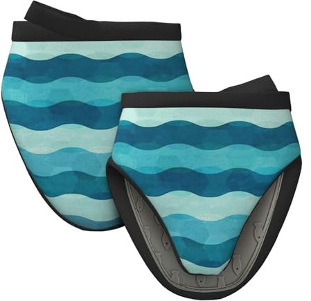 Guanti da forno in silicone a righe blu a onde natalizie presine regalo per friggitrice ad aria da cucina guanti per cucinare