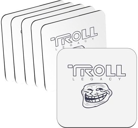 Troll Legacy Parodie Film Science Fiction Meme Untersetzer aus Holz, 6 Stück (95 x 95 mm)