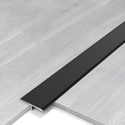 T-Profil Übergangsprofil Selbstklebend, Bodenübergangsstreifen Abdeckleisten Für Fußböden, TürSchwellen Übergangs Leiste, T Profil Aluminium, Übergangsleiste(Black,4cm)