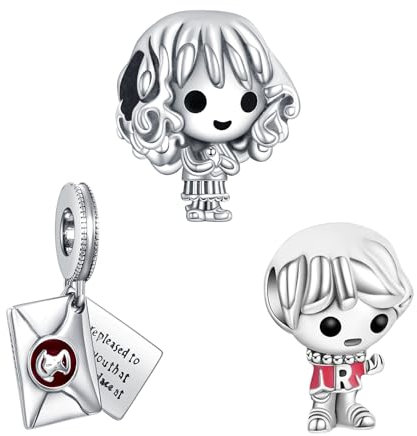 H.ZHENYUE Anhänger Charms 925 Sterling Silber Alien Boys Girls Envelopes Bead Charms Zirconia Europäische Armbänder Halskette,Schmuck Geschenk Weihnachten,Valentinstag,Muttertag Damen 3-Stück/Paket