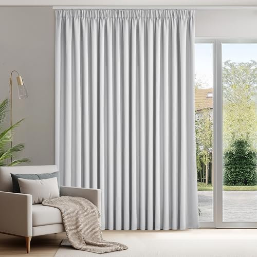 Deconovo Tende Oscuranti per Interni con Fettuccia, Termiche Isolanti – 3 Modi di Montaggio, per Camera da Letto e Soggiorno, 1 Pannelli 200x245 cm, Grigio Perla, Certificato OEKO-TEX