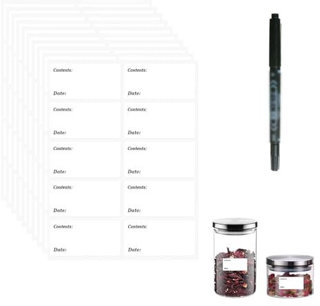 Etiquetas para congelador Autoadhesivas, 200 unidades Etiquetas con fecha para alimentos 3cmx6cm con bolígrafo Llevar alimentos congelador etiquetas domésticas Etiquetas adhesivas para etiquetar Pegat