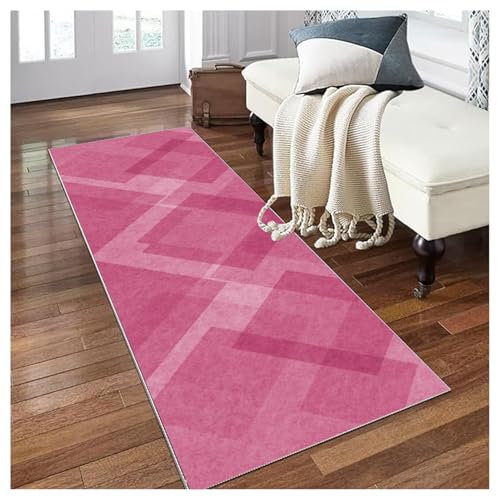 Rose Tapis Cuisine Devant Evier Tapis Long Couloir Tapis De Couloir Lavable Antiderapant Long Absorbant Moderne Motifs Géométriques Tapis entrée ntérieu et extérieur Tapis de Salon Chambre 90x400cm