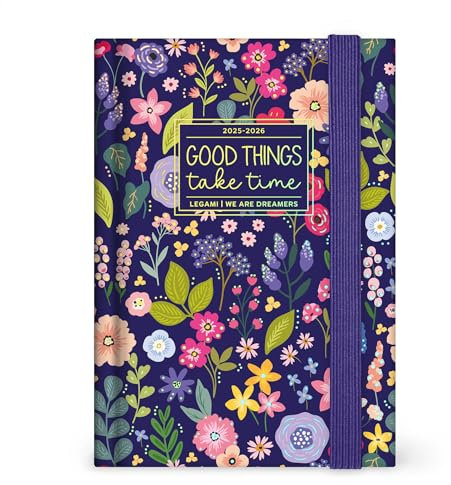 Legami - Foto-Tageskalender 2025-2026, Flowers, 16 Monate, Small, Tagebuch von September 2025 bis Dezember 2026, Verschluss mit Gummiband, FSC-zertifiziertes Papier, 9,5 x 13,5 cm