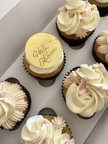 6 Pcs Hajj Mubarak Cupcake Discs, Gold Acrylic, Reusable Cupcake Toppers, Cake Charms, Gift Tags, Disc, Hajj Cake Decorations.