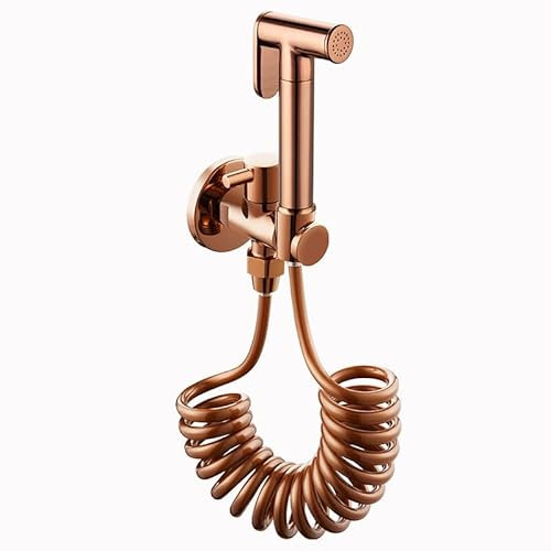 Spruzzatore per Bidet Portatile per WC, Pistola A Spruzzo Multifunzione in Oro Rosa, Spruzzatore per Bidet Portatile per WC, Kit di Spruzzatore A Getto per Acqua Fredda, （Rose Gold-Spring Hose）