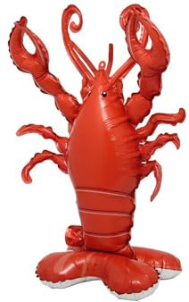 Fesnova Hummer Folienballons, Riesige 3D Hummer Aufblasbar Ballons, für Geburtstagsballon Dekorationen, Nautische Sommer Partydekoration mit Meeresfrüchten und Hummer Thema, Rot