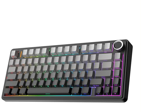 MechLands Aula F75 PRO 75 % Custom Creamy Clavier de jeu mécanique sans fil, BT5.0/USB-C/2,4 GHz, structure Gasket, bouton, RVB, Reaper Switches pour Win/Mac (dégradé de noir)