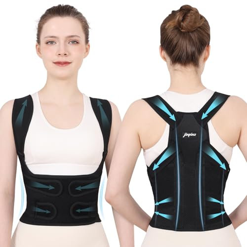 Fascia Correttore Posturale Spalle e Schiena:Busto Correttore Posturale Uomo Donna con Elastica Fascia Lombare Supporto Regolabile Traspirante - Dritta Raddrizza Spalle Schiena Migliora Postura - M