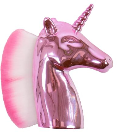QHP Kopfbürste Unicorn | extra weiche Borsten | Glänzender Griff im Einhorn-Design | Spielbürste für Mädchen, Puppen, Hobby Horsing & Fantasiespaß (Pink)
