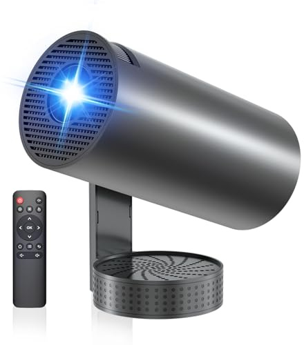 Mini Beamer, Smart Projektor 4K Unterstützt FHD 1080P, mit WiFi 6 Bluetooth 5.4, Beamer Heimkino mit Lautsprecher, 270° Dreh, Keystone, Tragbarer Video Projektor für Schlafzimmer, Heimkino, Outdoor