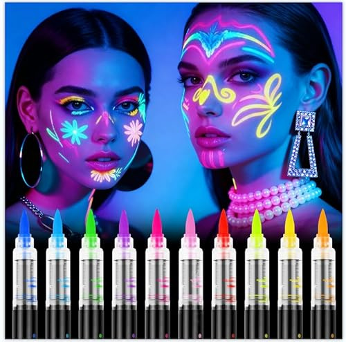 Alaoo Tattoo Stifte Glitzer Set Kinder, Glitzer Tattoo Gelstifte 10er | Tattoo-Markierungsstifte mit 4 Schablonen für Mädchen Geschenk Geburtstagsfeiern Karneval und Weihnachten