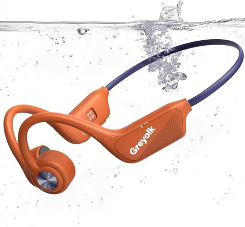GREYOLK Casque de Conduction Osseuse IP68 Étanche pour Natation, Bluetooth 5.4 & Lecteur MP3 avec Mémoire 32 Go, Conception Open-Ear Confortable pour Natation, Course et Sport