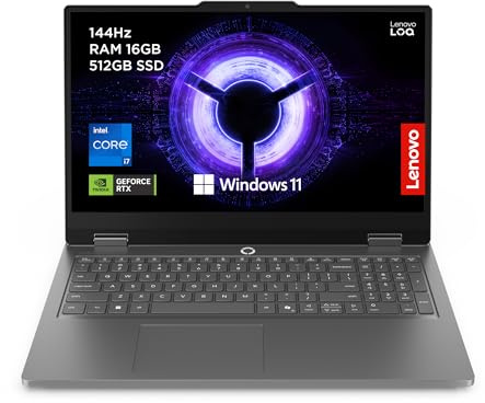 Lenovo LOQ Essential 15IRX11 Gaming Laptop – 15.6 FHD 144Hz, i7-13650HX, RTX 5050 8GB, 16GB DDR5, 512GB SSD, Windows 11 Home, Luna Grey, UK Keyboard (Non-Backlit)