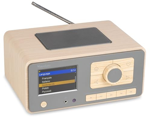 Audizio Dozza Bamboo WiFi Internet and DAB+ Radio with Bluetooth, 40W Home Audio System, DAB Radio Alarm Clock, FM Digital Radio, Internet Radio Tuner with Remote