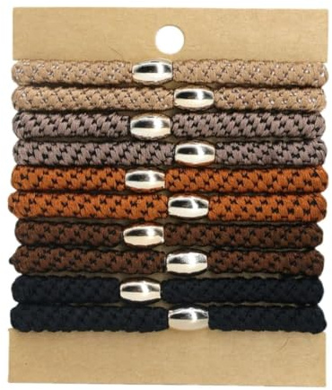 Knekkies Haargummi Original Damen Hair Ties, 10 Stück Modische, Cotton Bands Soft Woven Haarklammer Zopfgummis Schlichte Geflochtene Haarbänder für Geeignet für Dickes Haar (Römischer Stil)